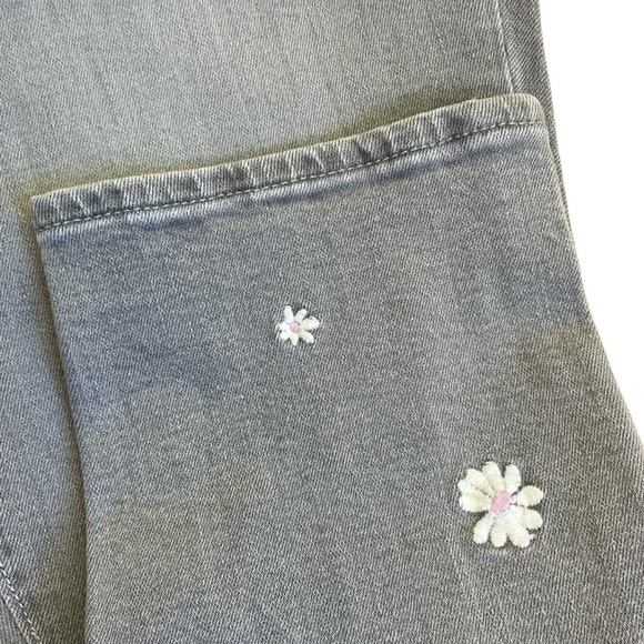 LOFT Flower Daisy Embroidered Jeans Grey White Curvy Skinny Ankle Spring 10/30 - Picture 8 of 16